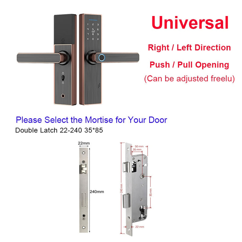 YOHEEN Wifi Elektronisches Smart-Türschloss mit Tuya-App, biometrischem Fingerabdruck-Sicherheitsschloss, Passwort-RFID-Karte