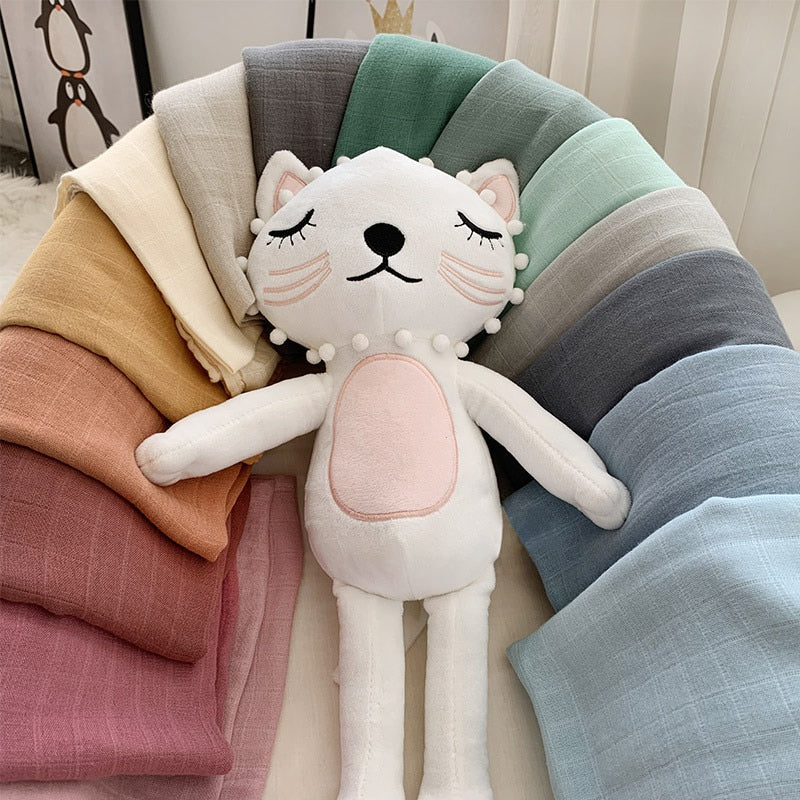 Mantas de bambú para bebé de 120x120cm, mantas de Color liso para bebé, manta de gasa de algodón para recién nacido, Toalla de baño de muselina para bebé