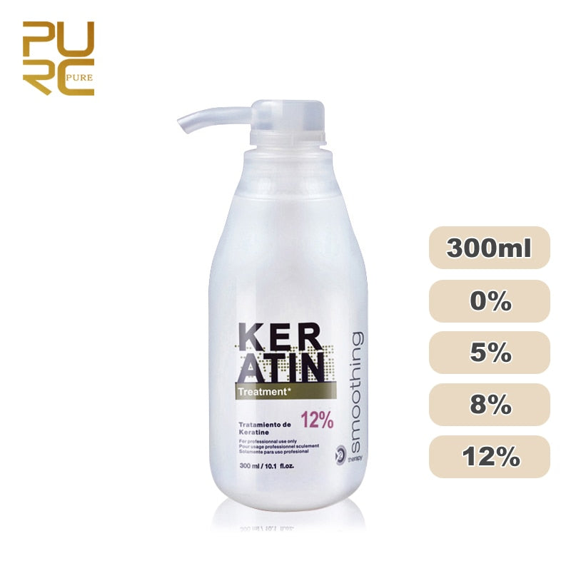 PURC queratina brasileña 12% formalina 300ml tratamiento de queratina cabello rizado alisado producto reparador cabello dañado