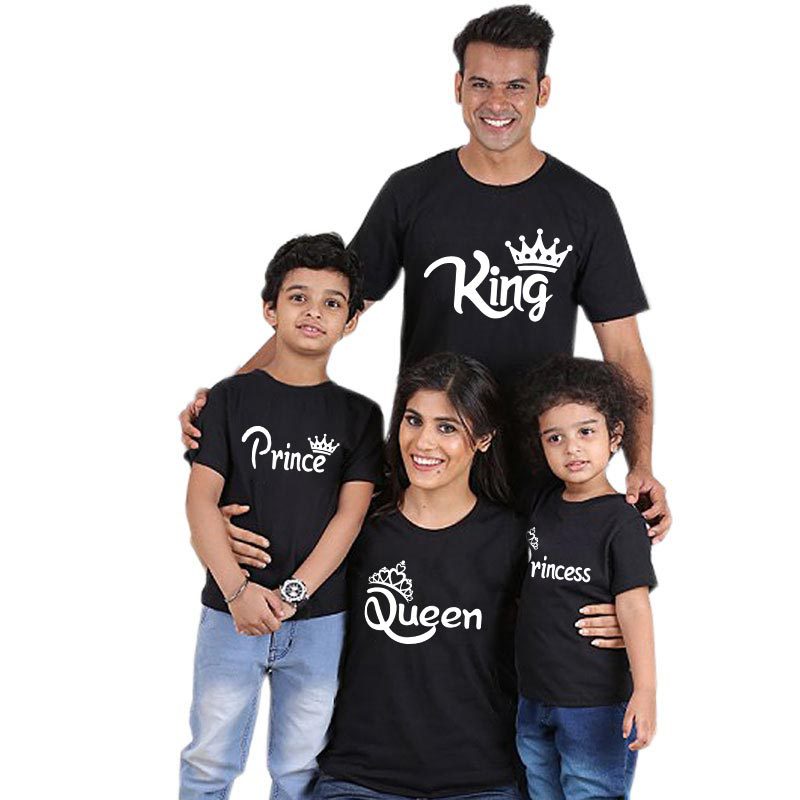 Familie passende Kleidung Baumwolle T-Shirt Vater Mutter Tochter Sohn König Königin Männer Frauen T-Shirt Groot Plus Size Sommer Top T-Shirt