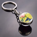 Animals Keychain Cat Dog Bear Peacock Rabbit Squirrel Phoenix Double Side Glass Ball Pendant Keyring