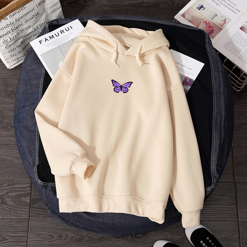 Damen Sweatshirts Hoody Butterfly HOODIE NEU 2020 Student's Vielseitiges Top Kpop Hiphop Sweatshirt Literarischer Vintage Kapuzenmantel