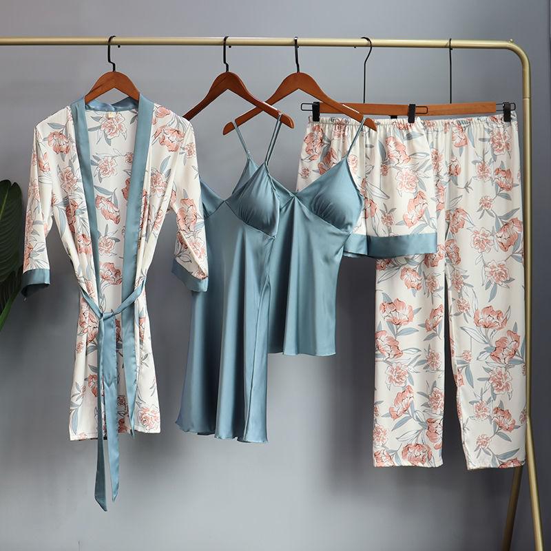 Bata Kimono, conjunto de pijamas de encaje para mujer, traje Polaire, ropa de dormir, albornoz, ropa de dormir de verano, pijamas sueltos para mujer