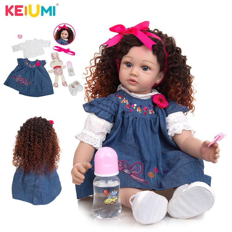 New Design Density Curls As Princess Reborn Baby Dolls Lifelike 60 CM Toddler Bebe Dolls Toy Kids Cosplay Playmate Birthday Gift