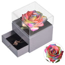 Joyero de rosa eterna natural para el día de la madre / w 100 idiomas Collar de amor Flores preservadas Anillo de propuesta Caja Regalos para ella