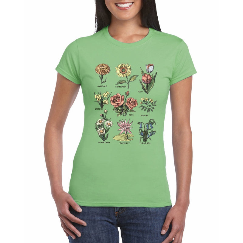 Wildflower T Shirt Women Sunshine Plant Rose Save Bees Girls Tee shirt Ladies Tops Femme Clothing Graphic Tees Woman T-shirts