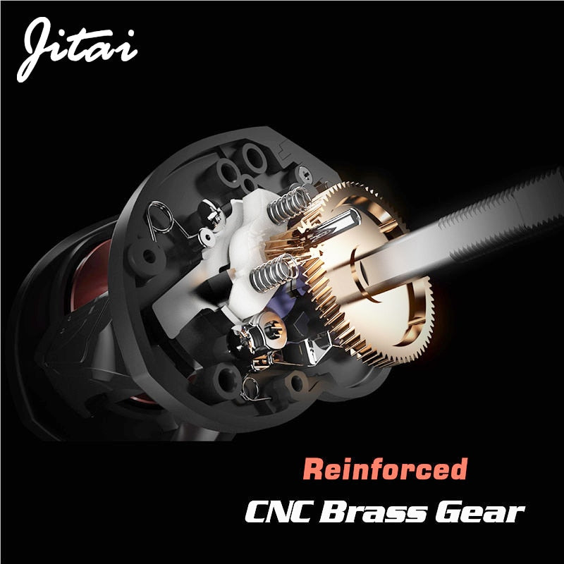 JITAI Baitcast Fishing Reel Larger Fishing Line Capacity 12BBs 7.0:1 Gear Ratio 92MM Extended Handle Knob 8KG Carbon Fiber Drag