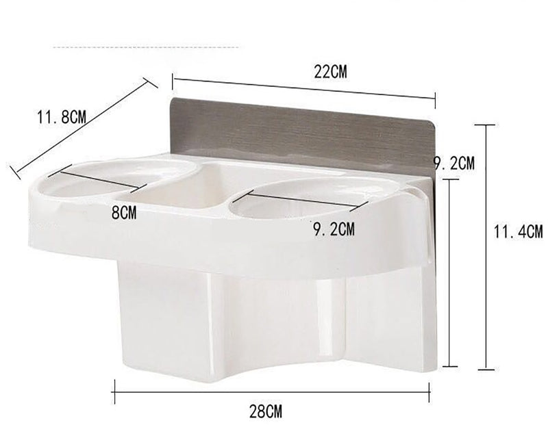 Multifunction Bathroom Storage Hair Dryer Holder Shower Organizer Self-adhesive Wall Mounted Plastic Shelf Shampoo Straightener