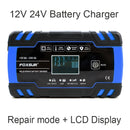 FOXSUR 12V 24V 8A Car Motorcycle Battery Charger ,Lead Acid AGM GEL WET Smart Battery Charger, Pulse Repair Battery Charger