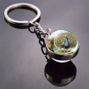 Animals Keychain Cat Dog Bear Peacock Rabbit Squirrel Phoenix Double Side Glass Ball Pendant Keyring