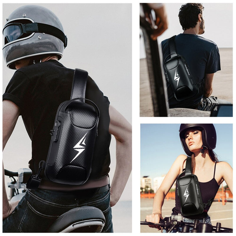 Celinv Koilm Brand Men Bag Woven Leather Sling Chest Crossbody Bag For Man Moto Biker Shoulder Bags Black New Fashion Hot Sale