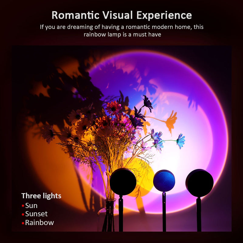 colorRGB, phone app control Changing , Sunset lamp Projection，180 Degree Rotation, Romantic Sunset Rainbow light