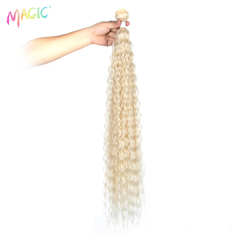 MAGIC Deep Curly Synthetic Hair Weave Deep Wave Hair Bundles 28 "30" 32 "Zoll Ombre Color Two Tone Curly Hair Extension 120g