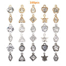 80-160pcs Cubic Zirconia Rhinestone Charms Pendants Drop Heart Crystal Charms for Jewelry DIY Earrings Necklace Bracelet Making