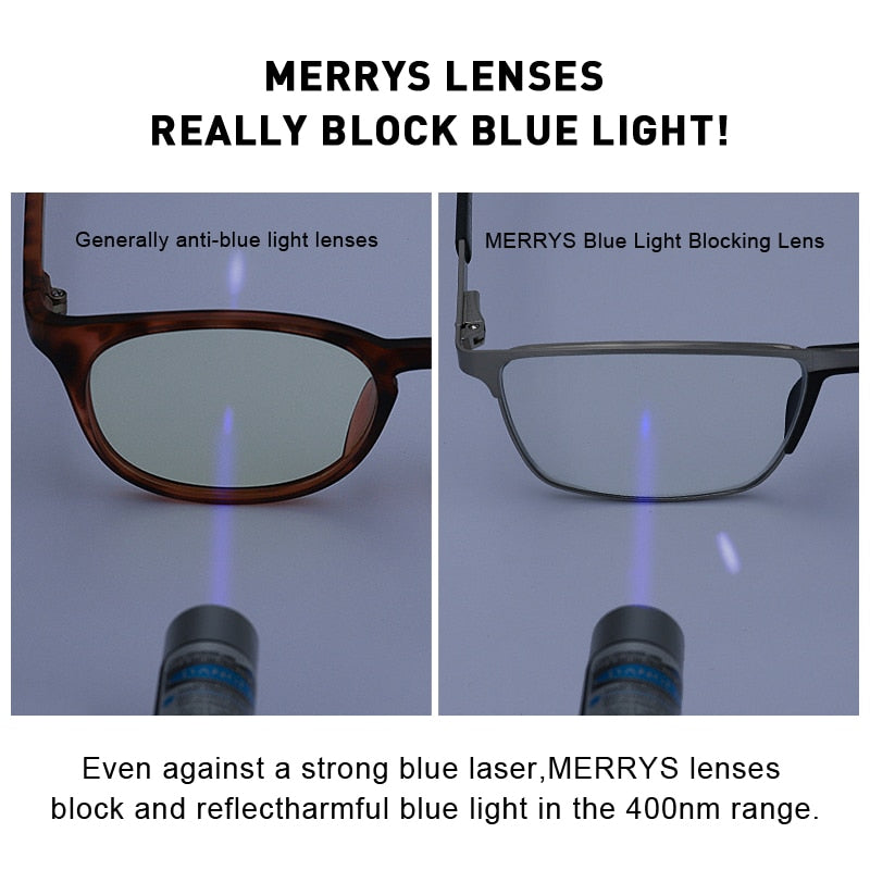 MERRYS DESIGN Hombres Anti Blue Ray Light Blocking Gafas UV400 Gafas para computadora Gafas de aleación de titanio S2170FLG