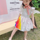 Humor Bear  Summer New  Sleeveless Cute Girl Dress Toddler Kid Princess Party Dress Print Back Bow Baby Kids Clothes