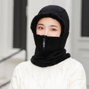 1pcs Frauen-Winter-Strickmütze neu hinzufügen Pelz gefüttert warme Wintermützen für Frauen mit Reißverschluss halten Gesicht und Ohrwärmer Balaclava Cap