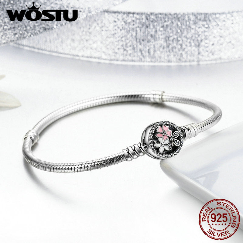 WOSTU Original 3 Styles Chain Bracelet 100% 925 Sterling Silver Bangle Fit DIY Charms Bead For Women Female Luxury Jewelry Gift