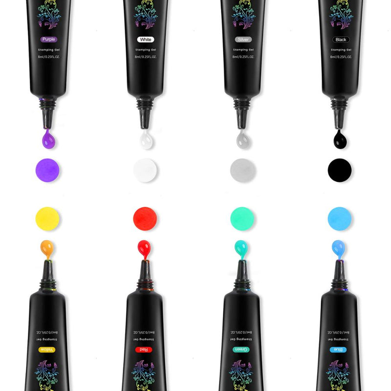 Biutee 8Colors Kit Nail Stamping Gel Polish Set 8ml Stamp Print Oil UV Gel Vanish Soak Off Varnish For Nail Art Stamping Plates