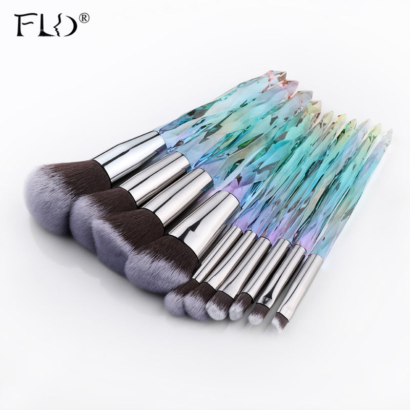 FLD Diamond makeup brushes Set Cosmetic Blush brush Powder Foundation Brush Eye Shadow Lip Eyebrow  Makeup Kit Brushes