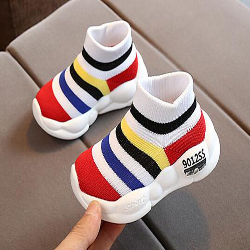 Zapatos de tenis para niños, zapatillas de deporte para niñas, zapatos de arcoíris, calzado de malla para niños, calzado a rayas para niños pequeños, calzado informal SandQ Baby New