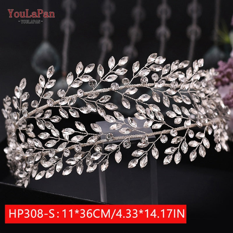 YouLaPan HP312 Bridal Hair Pieces Bridemaids Head Pieces Crystal Headbands for Women Jeweled Hair Accessories Rhinestone Tiara