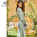 AEL Robenkleid aus Satin zum Schnüren, lässige, lockere Damen, einreihiges, langes Hemdkleid