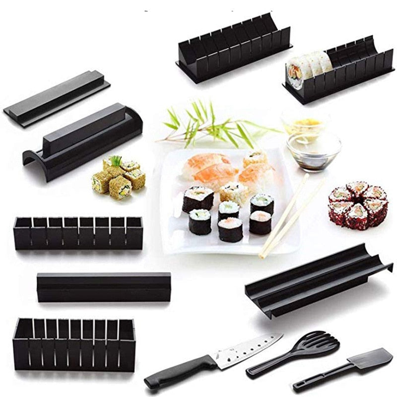 10Pcs/Set DIY Sushi Making Kit Roll Sushi Maker Rice Roll Mold Kitchen Sushi Tools Japanese Sushi Cooking Tools Kitchen Tools