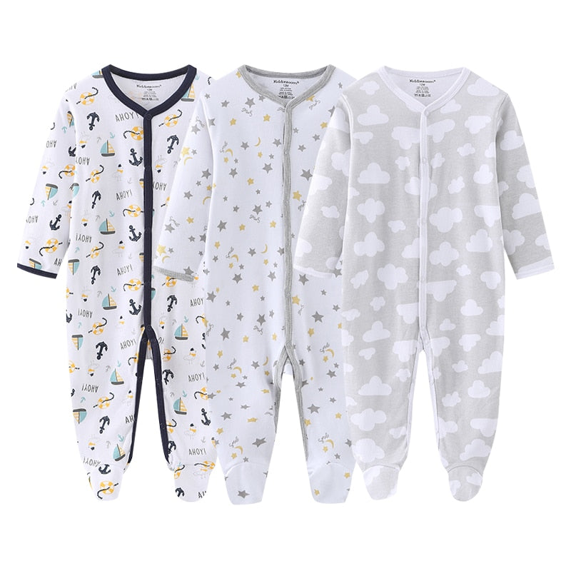 2020 Newborn Cotton 3PCS Baby Boy Clothes Romper Autumn 0-12M Baby Girl Clothes Full Sleeve Girls Baby Clothing Roupas de bebe