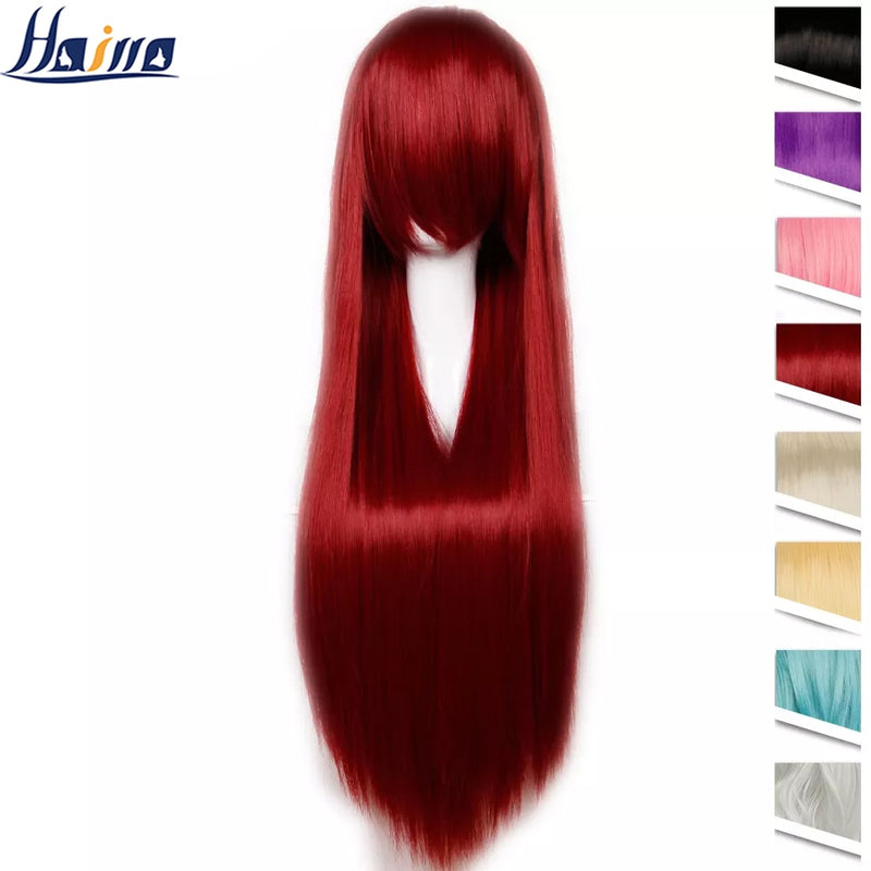 HAIRRO 80cm Halloween Cosplay Wig Long Wig Middle Part Hair Wig Cosplay Natural Wavy Heat Resistant Synthetic Wigs For Women