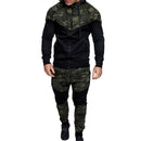 Conjunto de retazos de camuflaje informal para hombre, chaqueta con cremallera de camuflaje y pantalones, chándal de 2 piezas, ropa deportiva, sudadera, pantalón, traje de talla grande