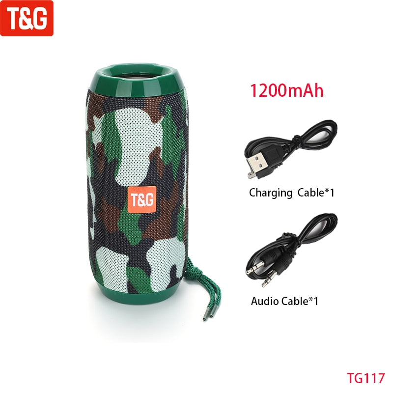 T&amp;G TG117 Tragbarer Bluetooth-Lautsprecher, kabellos, Basssäule, wasserdicht, Musik, Vibro-Lautsprecher, TF-Karte, Subwoofer-Lautsprecher