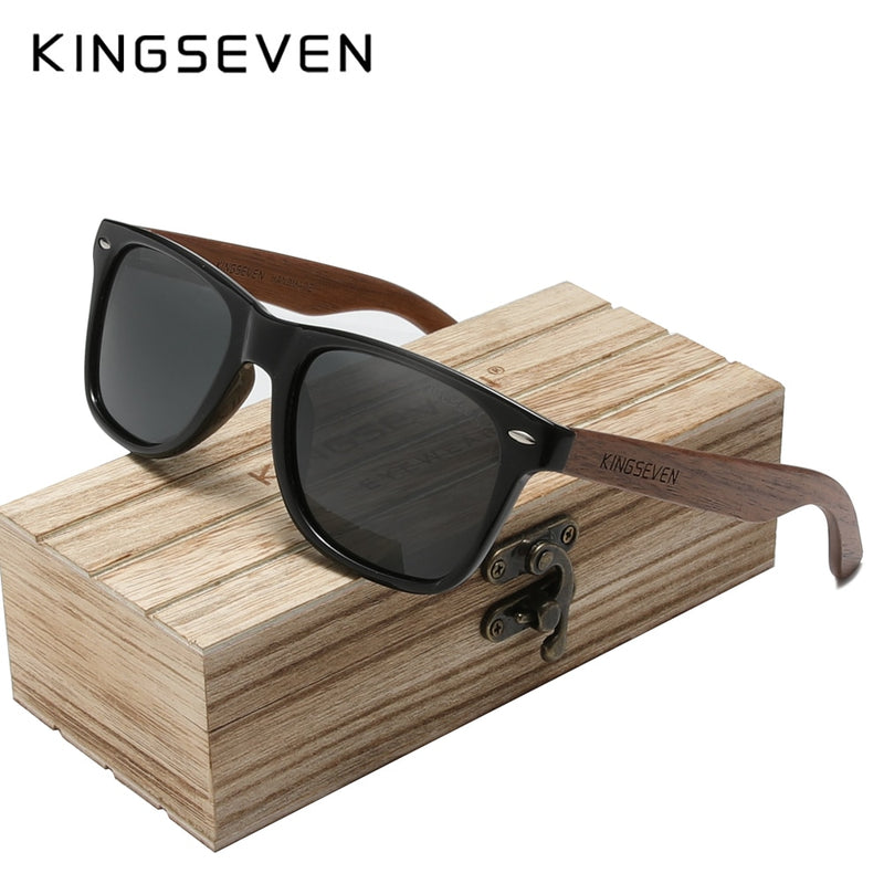 KINGSEVEN New Black Walnut Sunglasses Wood Polarized Sunglasses Men&