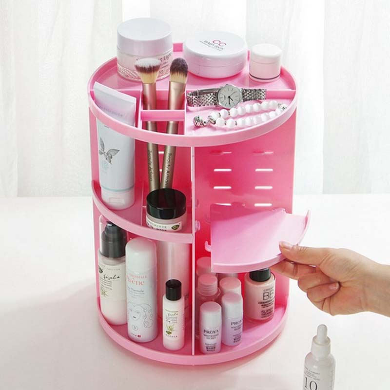 Neue 360 ​​Grad drehbare Make-up-Organizer-Bürstenhalter-Schmuck-Organizer-Fall-Schmuck-Make-up-Kosmetik-Aufbewahrungsbox-Regal