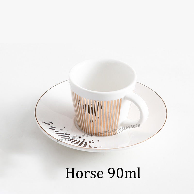 Creative Horse Anamorphic Cup Mirror Reflection Cup Hummingbird Mug Luycho Coffee Tea Set With Coaster 90ml-220ml