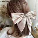 2021New Satin Oversized Bow Hairpin Barrette Hair Clip Ponytail For Women Girl Elegant Headwear Hairpins Hair White Acessories