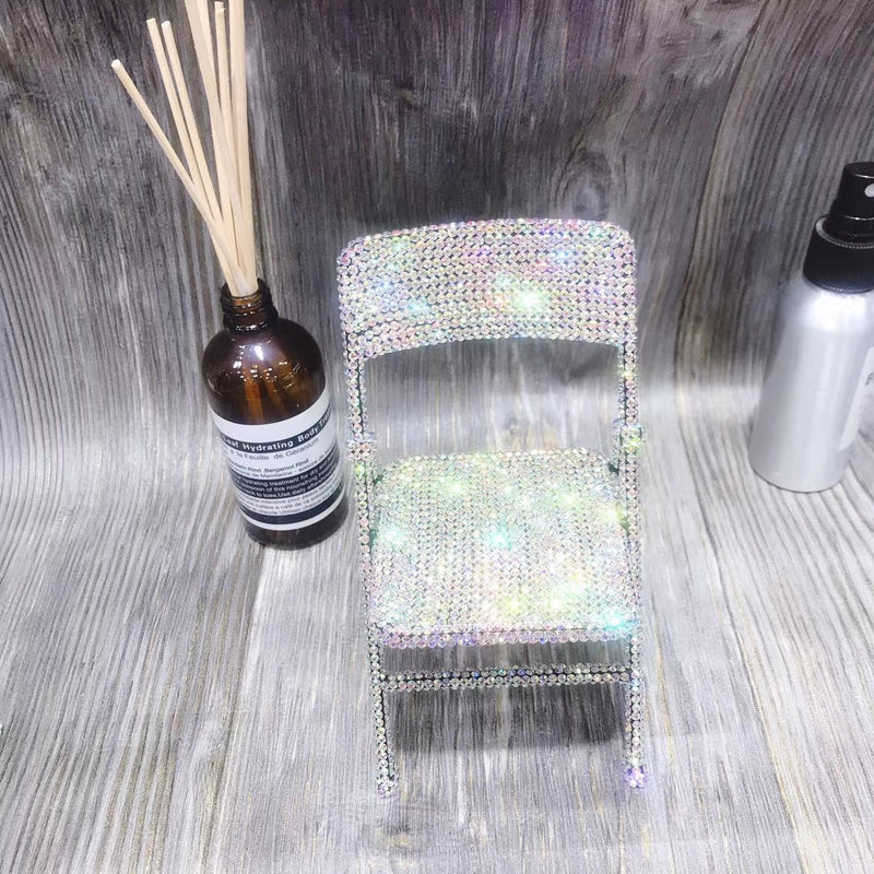 Bling Mini Chair Super Cute handmade Rhinestone Messenger Folding Chair for Personal Decor Desk Decor Home Accessories