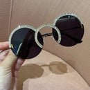 Zircon oversized sunglasses 2020 luxury Round sun glasses women Clear lens Eyeglasses Shades For Women  oculos feminino