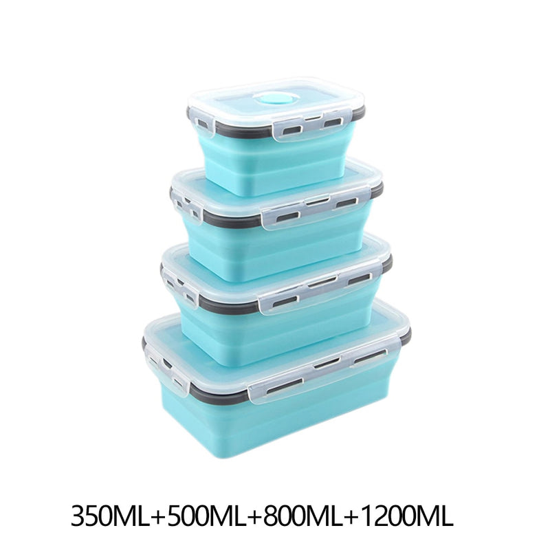 Food Storage Containers With Lids Silicone Collapsible BPA Free Lunch Fruit Salad Box Set reezer Microwavable