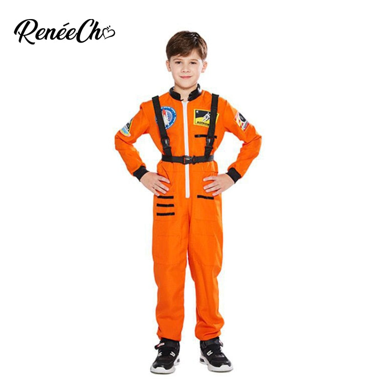 Disfraz de astronauta espacial para niños Reneecho, disfraz de astronauta naranja para niños, disfraz de astronauta plateado para Halloween
