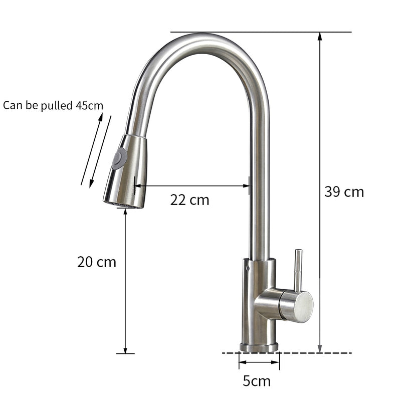 Kitchen Faucets Silver Single Handle Pull Out Kitchen Tap Single Hole Handle Swivel 360 Degree Water Mixer Tap Mixer Tap 408906