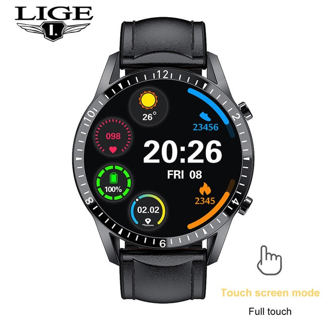 LIGE 2021 New Smart Watch Men Full Touch Screen Sports Fitness Watch IP68 Waterproof Bluetooth For Android ios smartwatch Mens