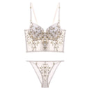 CINOON Neue Damen Unterwäsche Set Spitze Sexy Push-up BH und Höschen Sets Bestickter Büstenhalter Verstellbare Träger Geraffte Dessous