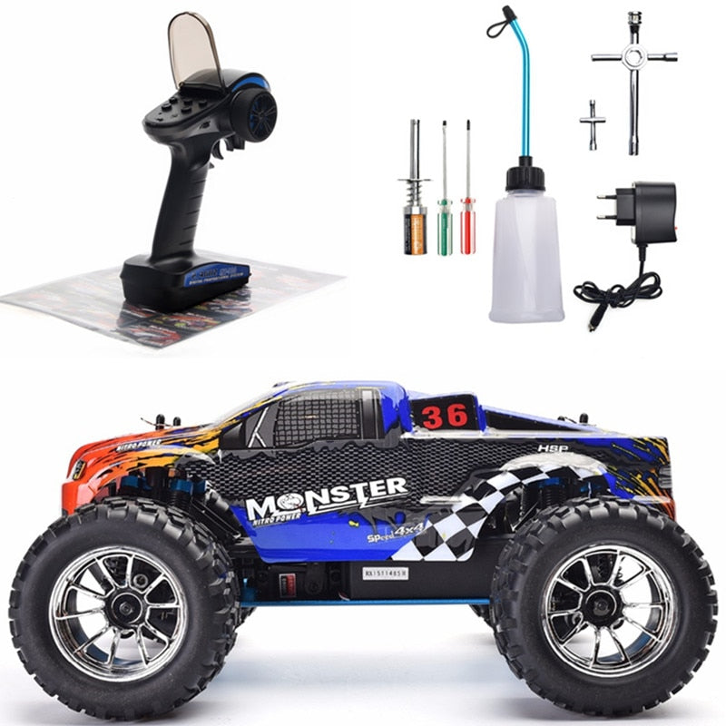 HSP RC Car 1:10 Scale Two Speed ​​​​Off Road Monster Truck Nitro Gas Power 4wd Control remoto Car High Speed ​​Hobby Racing RC Vehicle