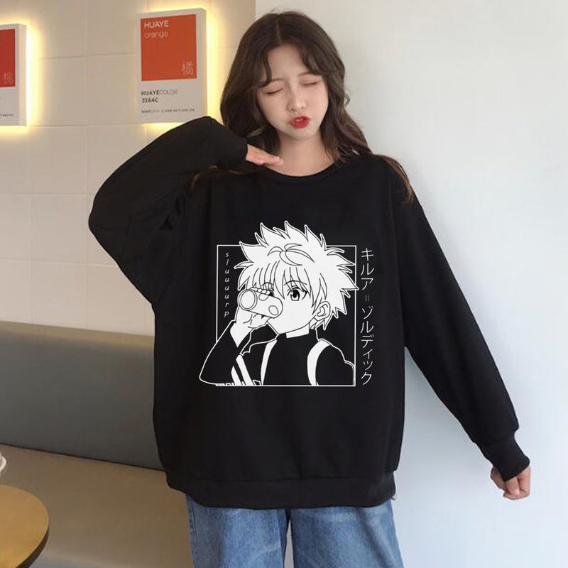 Hunter X Hunter Killua O-Ausschnitt Hot Topic Tops Shirts Hoodies für Damen Anime Print Pullover Harajuku Damen Sweatshirts Tops
