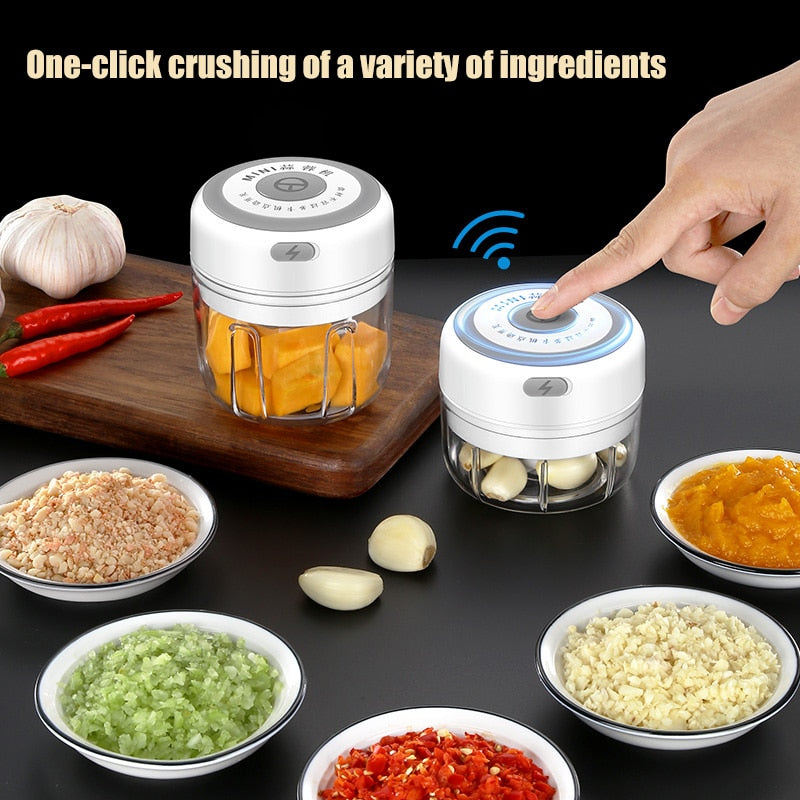 100/250/300ml Wireless Electric Garlic Masher USB Charging Vegetable Chili Garlic Press Mini Portable  Meat Crusher Outdoor BBQ