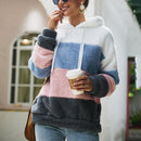 Lossky Women Hoodies Sweatshirt Striped Patchwork Ladies Long Sleeve Pullover Plush Top Autumn Winter Female  Warm Clothing 2022