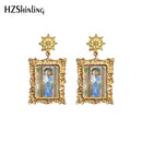 2020 pendientes colgantes antiguos Madre de Dios Virgen María pinturas Retro cabujón de cristal colgantes de Mandala joyería para mujer