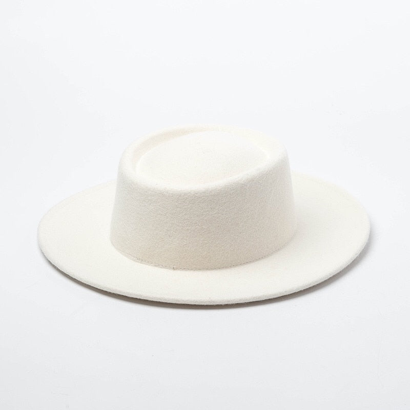 Women 100% Wool Felt Hats White Wide Brim Fedoras for Wedding Party Church Hats Pork Pie Fedora Hat Floppy Derby Triby Hats Base