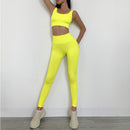 2 piezas de Fitness sin costuras para mujer, traje de Yoga, ropa de realce para gimnasio, conjunto deportivo de entrenamiento, Sujetador deportivo acolchado, mallas de cintura alta, ropa deportiva